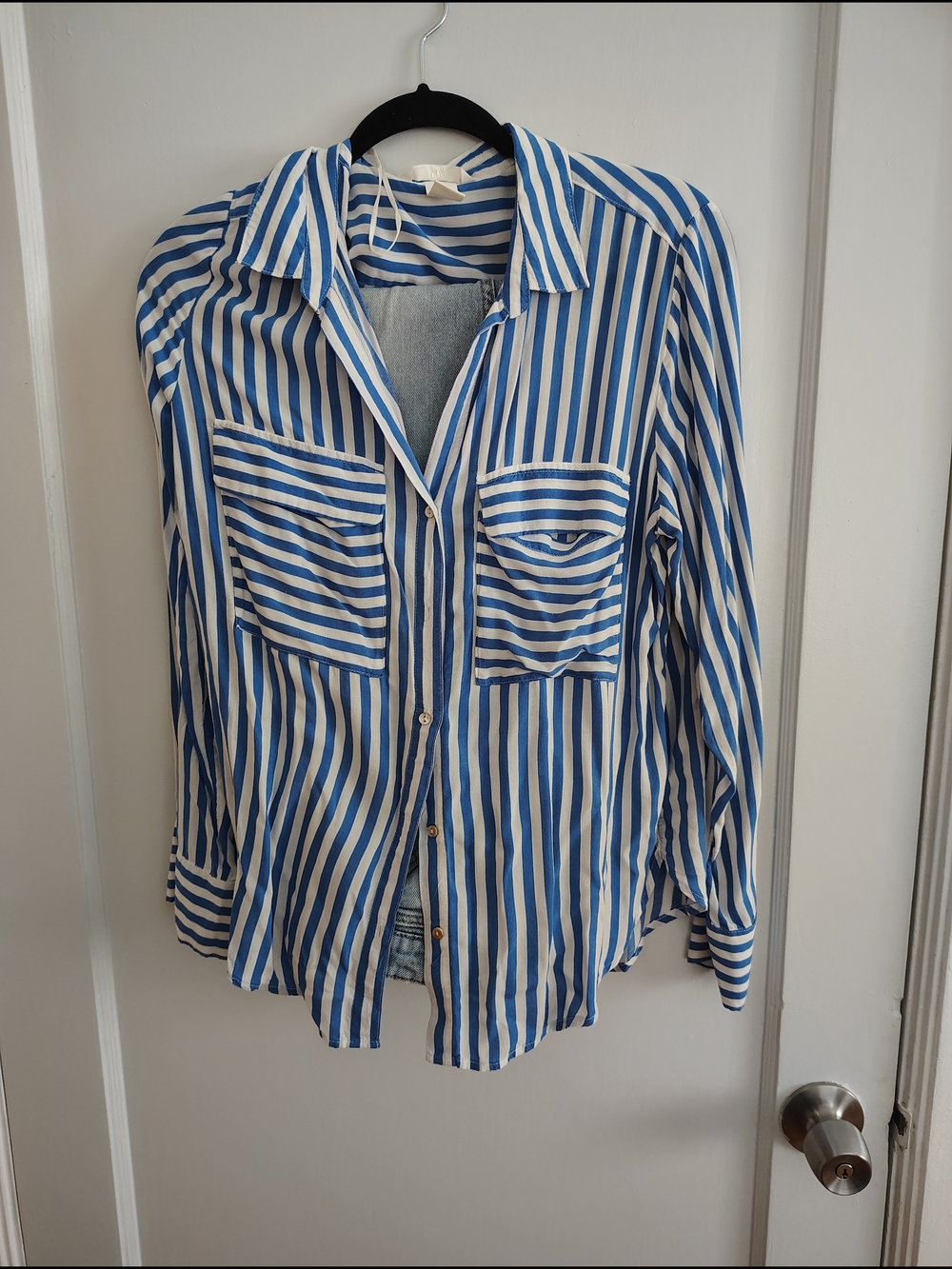 H&M Blue and White Striped Button-Down Shirt
